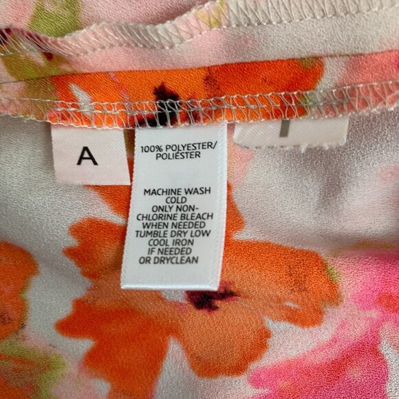 Ann Taylor Loft Tank Top Womens S Small Pink Orange Floral Back Zip Sleeveless - Picture 9 of 13
